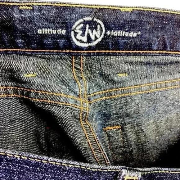 EAST WEST EW Mens 38 X 32 Buttonfly Hand Finished Boot Jeans Cotton Blue Y2K - Picture 9 of 11